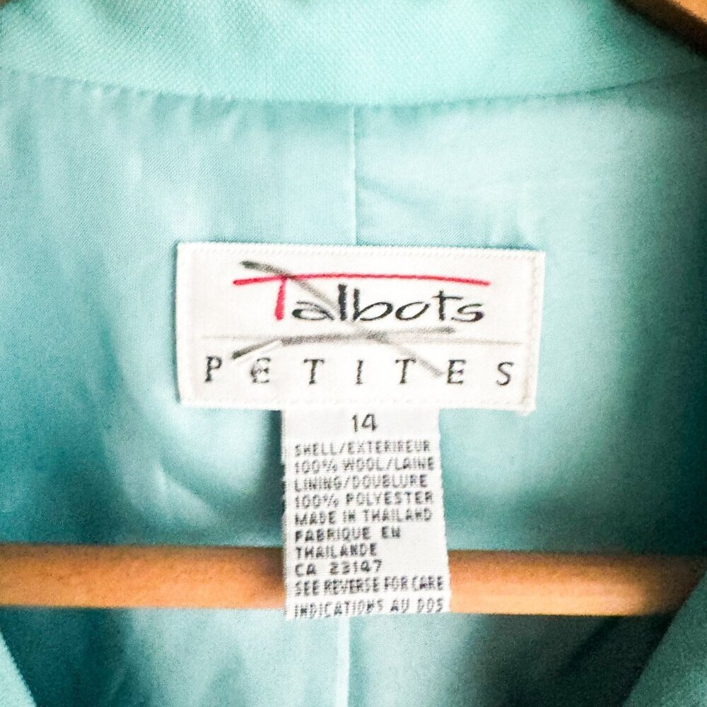 Talbots Petites Blue White Trim All Wool Classic Blazer 14P - Picture 5 of 5